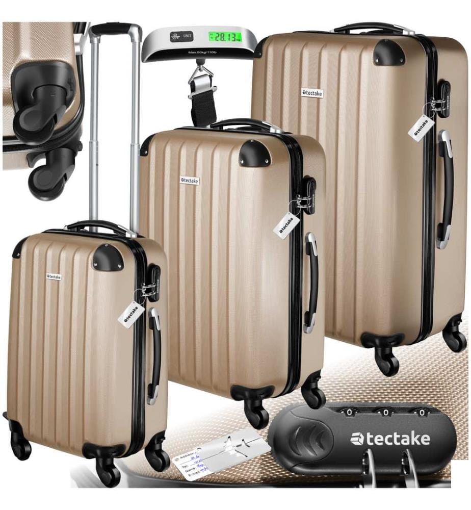 Ensemble de 3 valises Talia avec pèse-bagage et étiquette à bagages - champagne