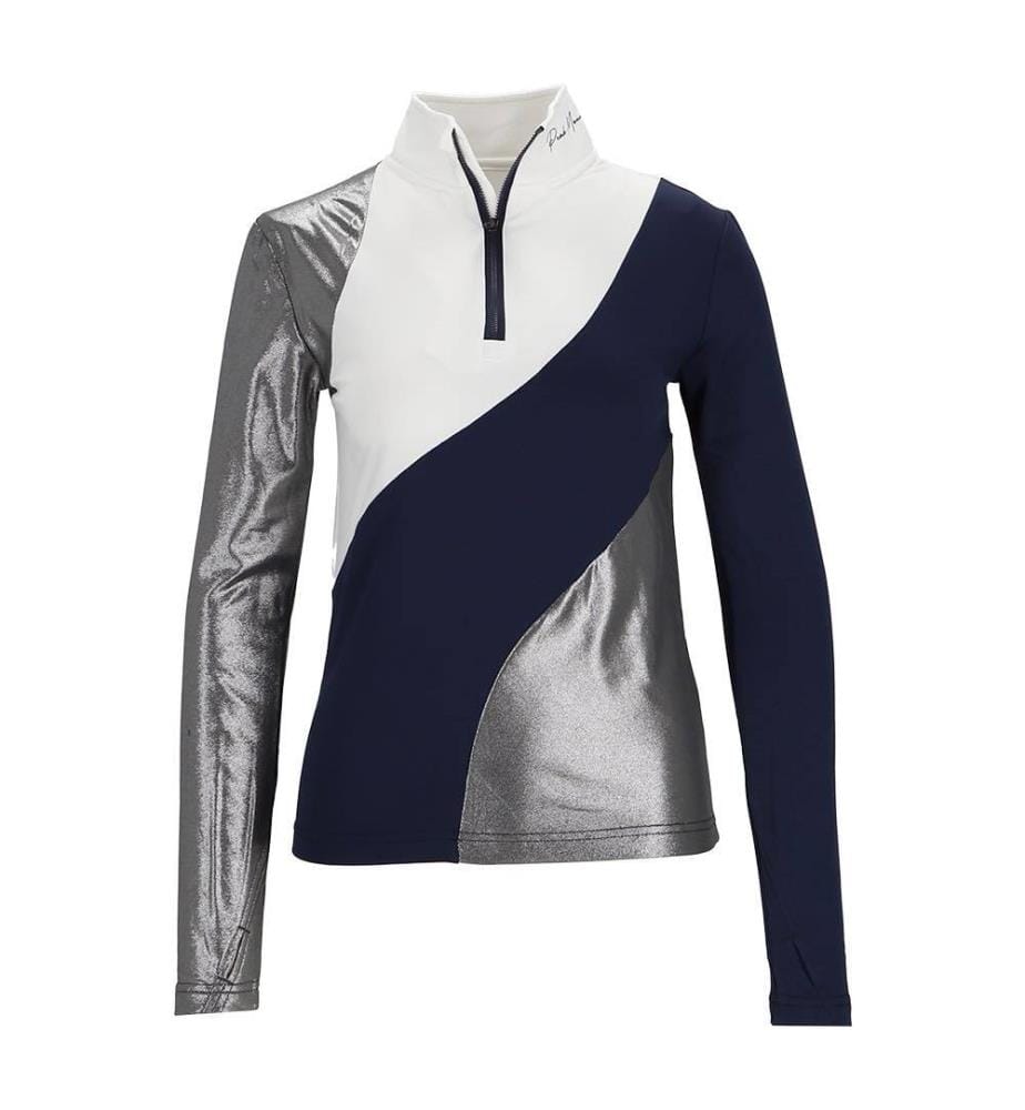 T-shirt 1ère peau avec zip - Marine silver