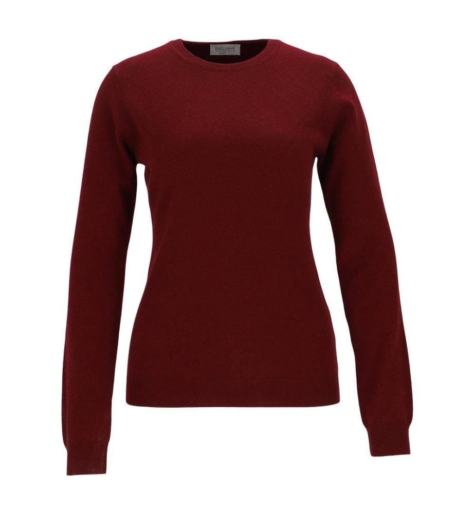 Pull Col Rond pour Femme en Cachemire - Bordeaux