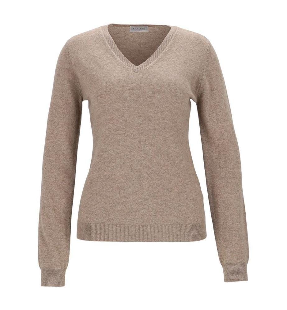 Pull Col V pour Femme en Cachemire - Beige