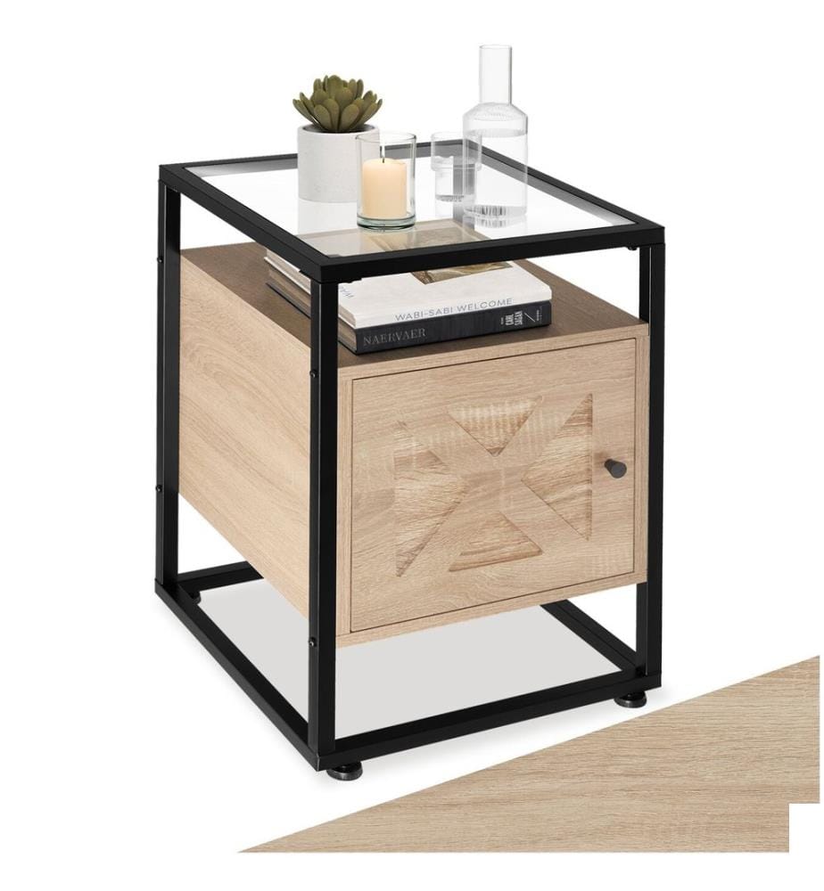 Table de chevet Kidderminster 40x43x60,5 cm - Bois clair industriel, Chêne Sonoma