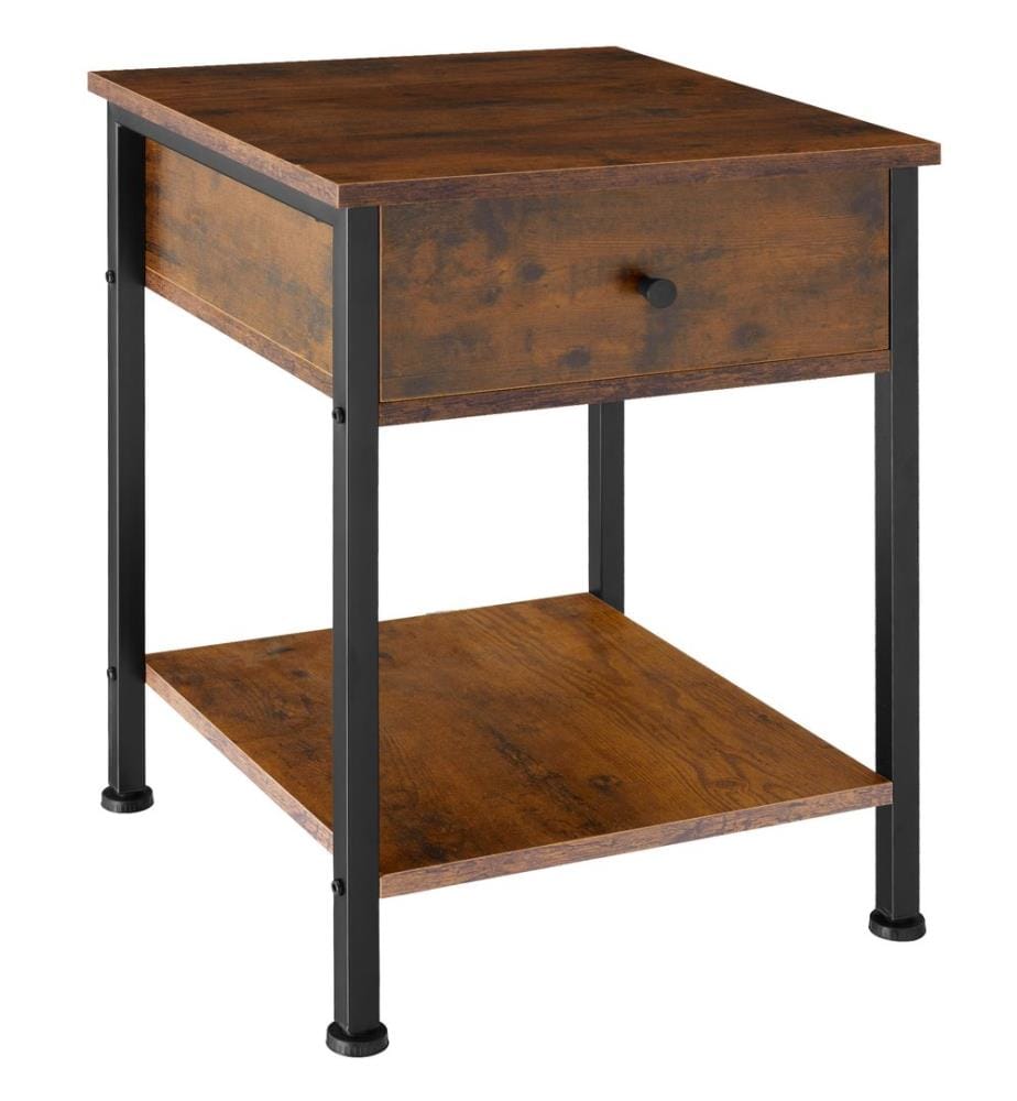Table de chevet Bradford 40x40x55,5 cm - Bois foncé industriel, rustique