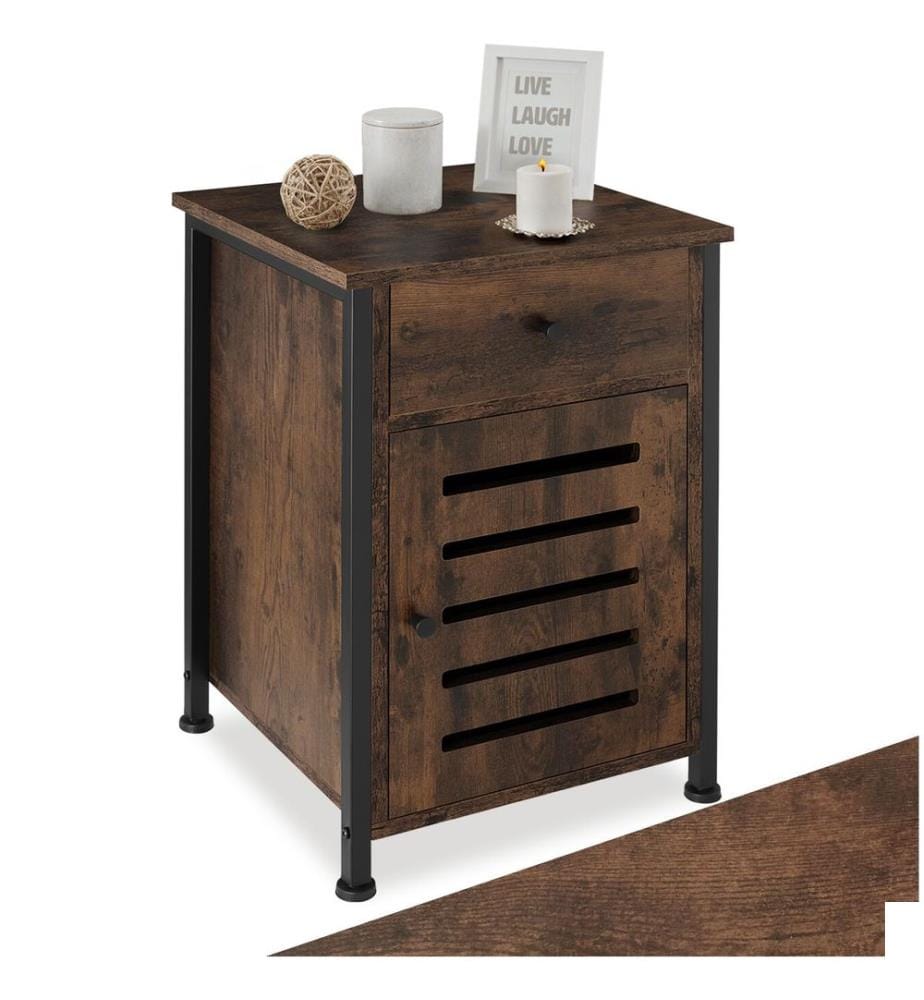 Table de chevet Waterford 40x42x60,5 cm - Bois foncé industriel, rustique