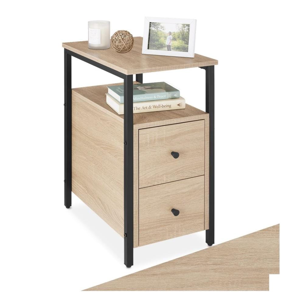 Table de chevet Tullamore 49,5x30x61,5 cm - Bois clair industriel, Chêne Sonoma