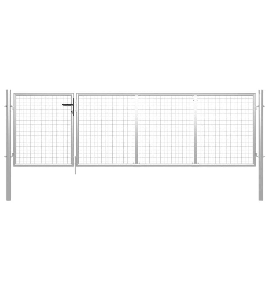 Portail de jardin en acier 350 x 75 cm argenté