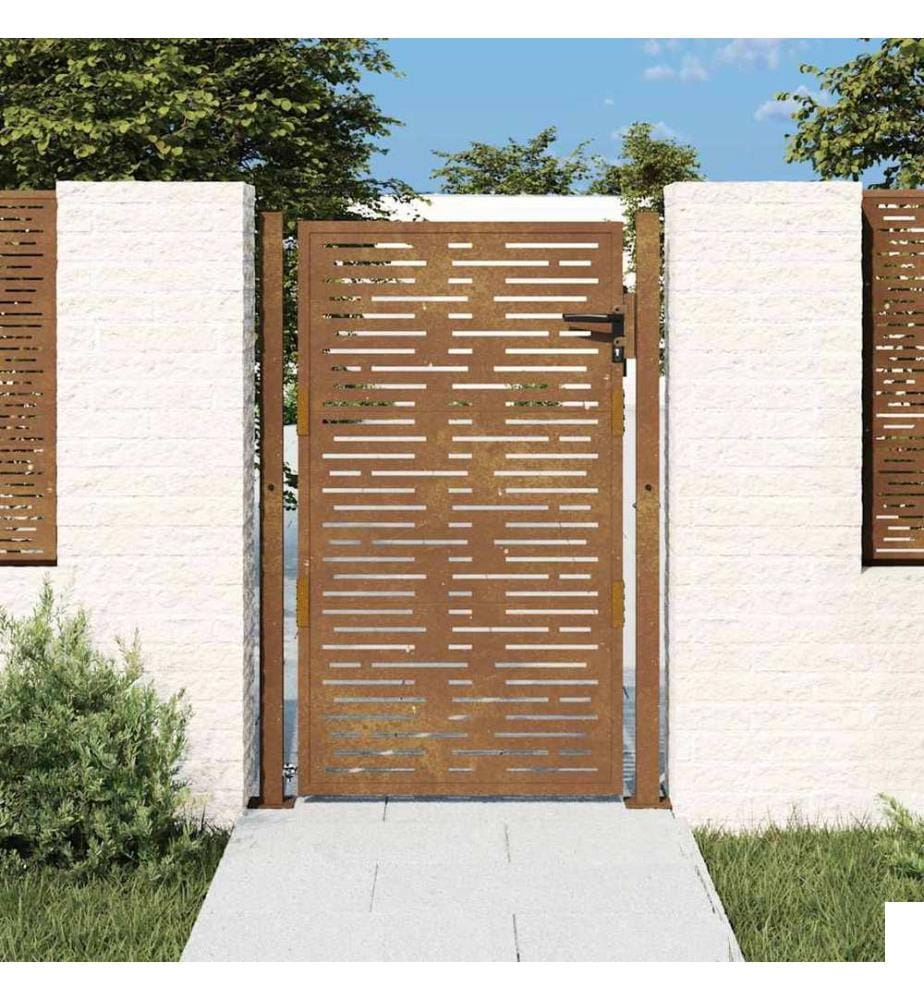 Portail de jardin 100x150 cm en acier Corten, design carré