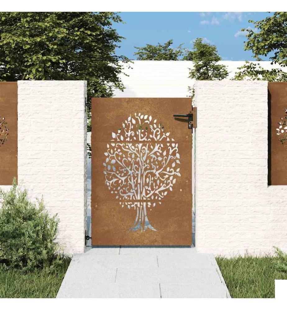 Portail de jardin 85x125 cm acier corten conception de l'arbre