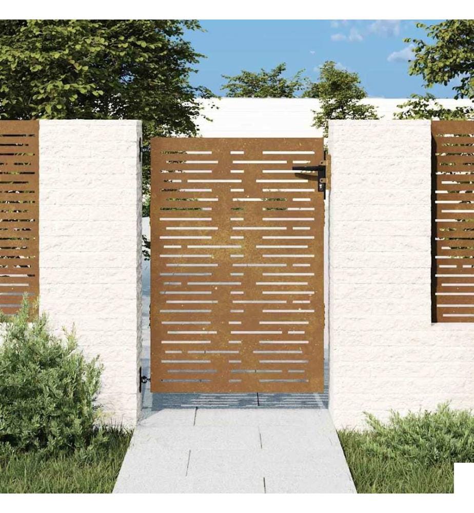 Portail de jardin 85x150 cm acier corten conception de carré