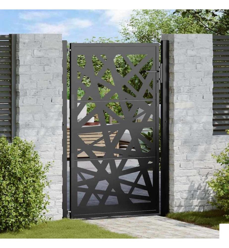 Portail de jardin noir 100x150 cm en acier léger