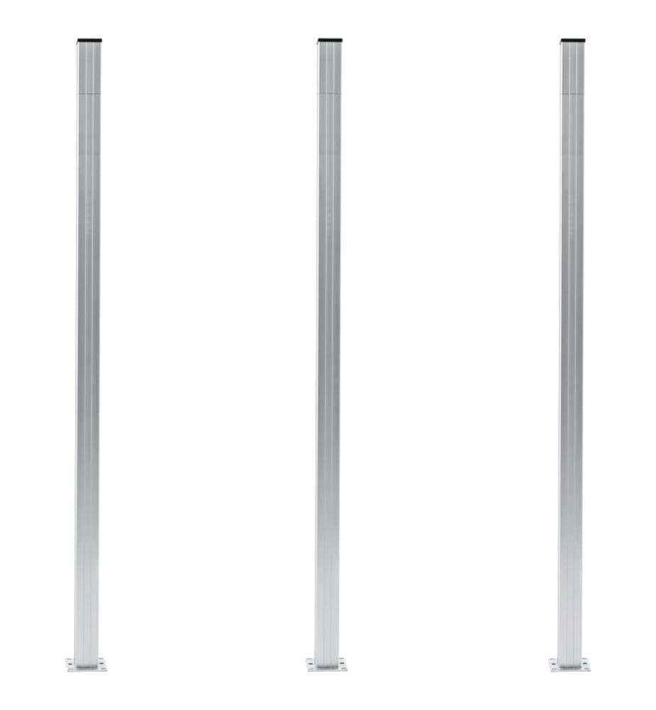 Poteaux de clôture 3 pcs Aluminium 185 cm