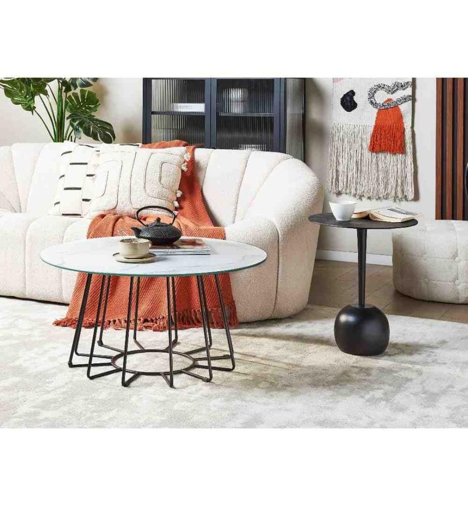 Table basse BERNIE Verre de sécurité Marbre blanc