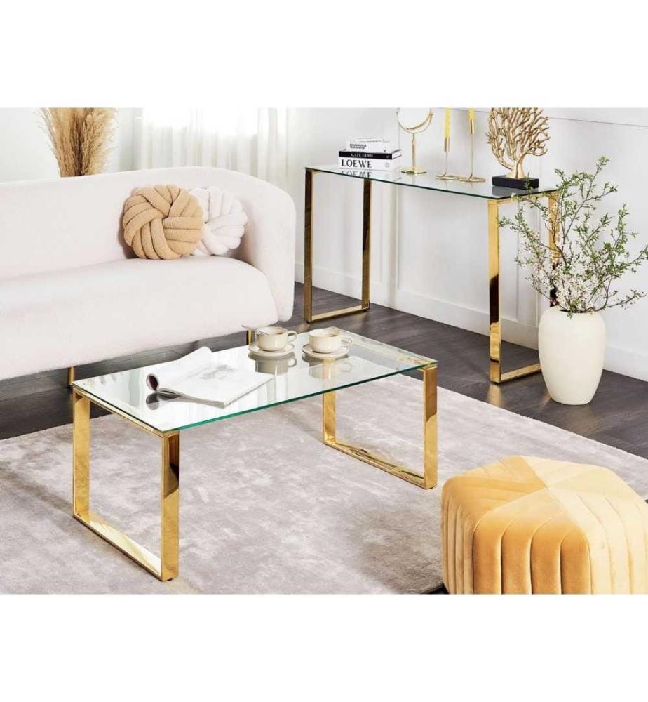 Table basse TILON Verre de sécurité Doré