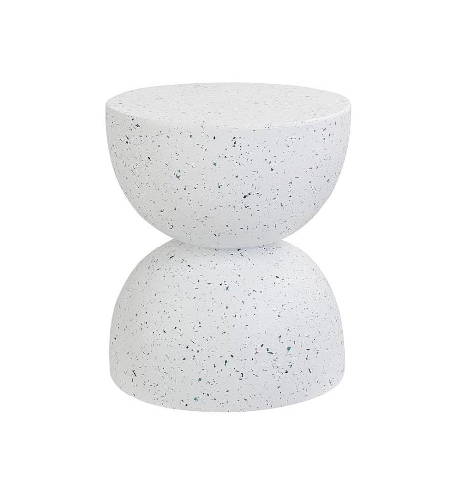Table d'appoint CAORIA 40 cm 40 cm Effet terrasse Terrazzo blanc