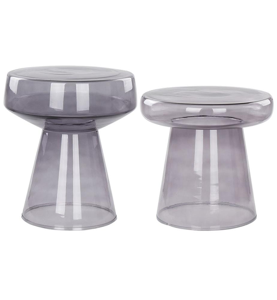 Lot de 2 tables d'appoint LAGUNA/CALDERA Verre Gris