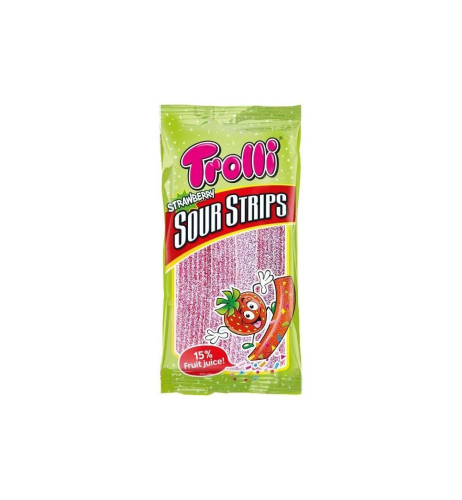 TROLLI - Bonbons gommeux Strawberry Sour Strips 85 g