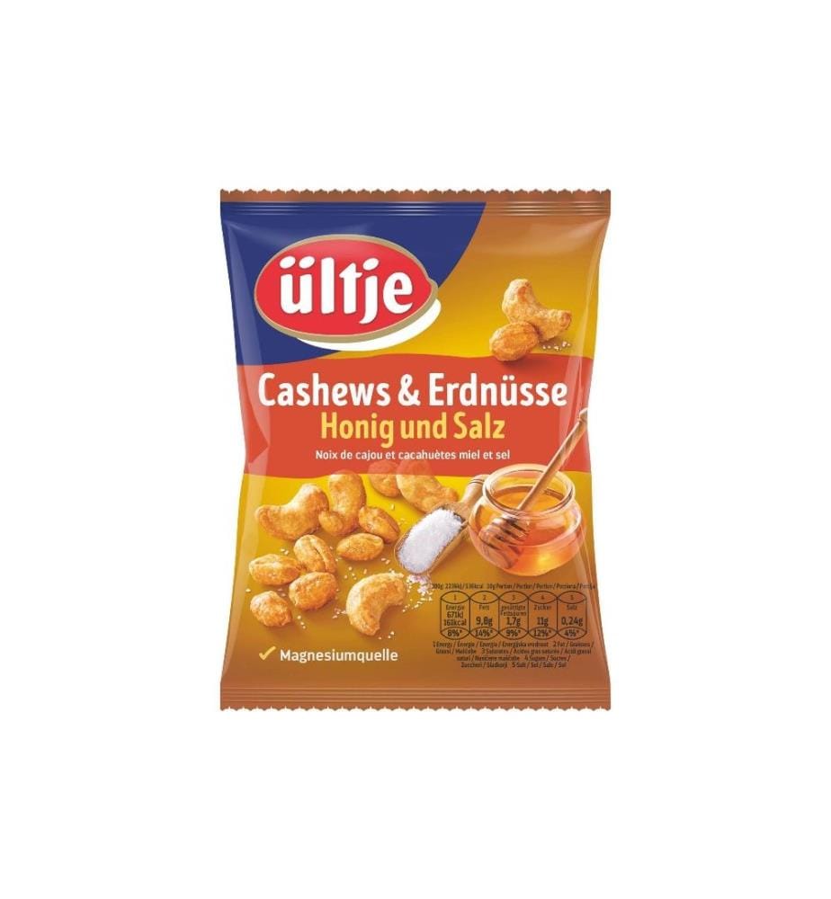 ÜLTJE - Apéritif Noix de cajou & cacahuètes au miel et au sel 200 g