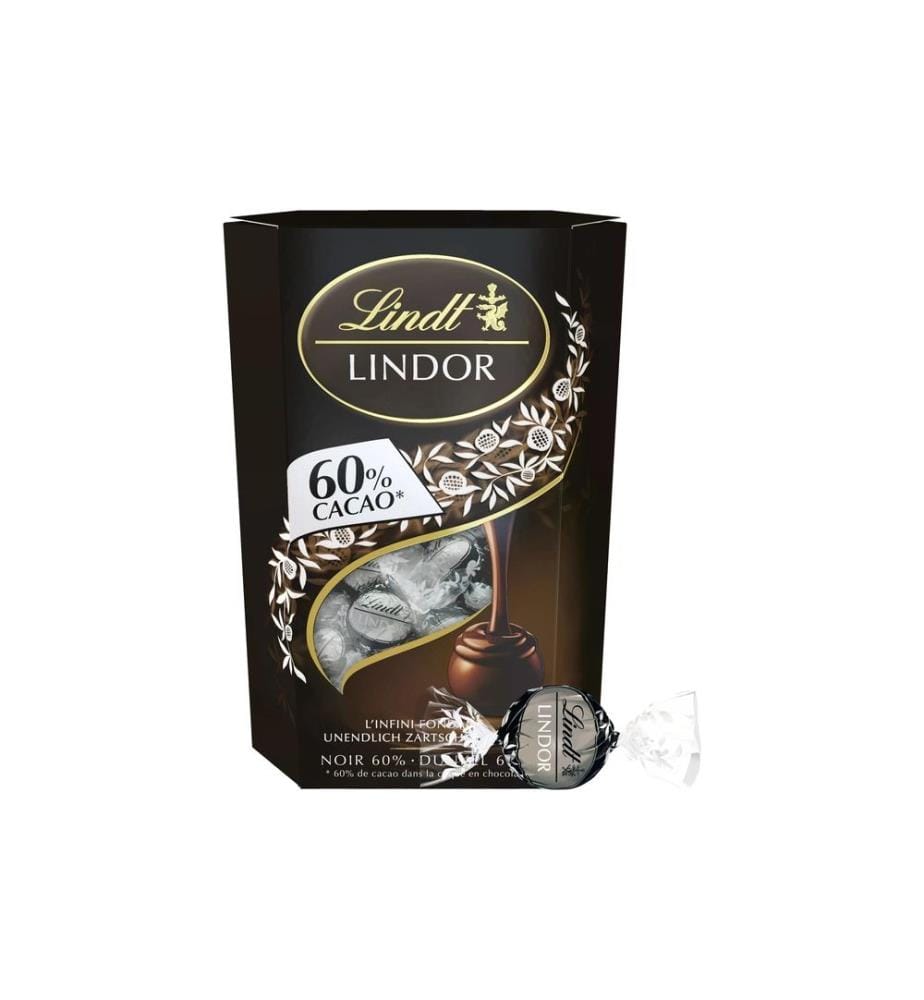 LINDT - Pralines au chocolat Boules Lindor Foncé 60% Cacao 200 g