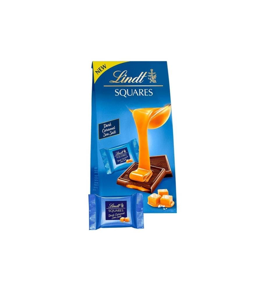 LINDT - Pralines au chocolat Squares Dark Caramel Sea Salt 144 g