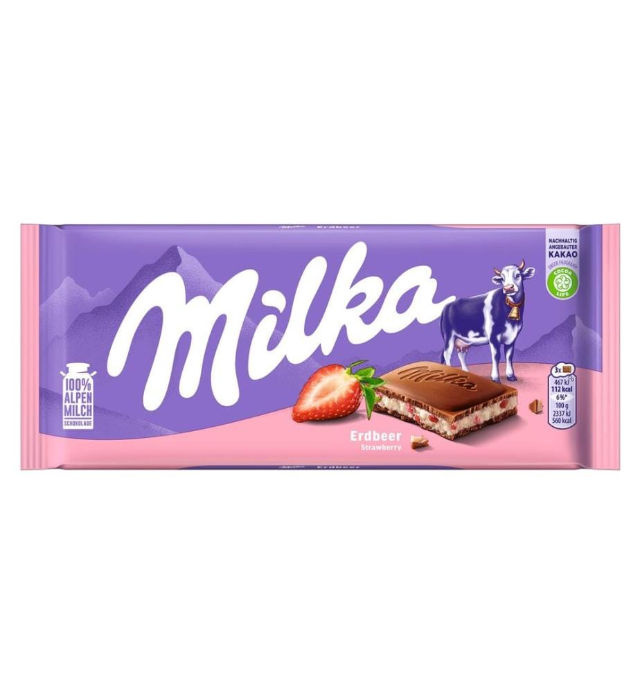 MILKA - Tablette de chocolat Fraise 100 g
