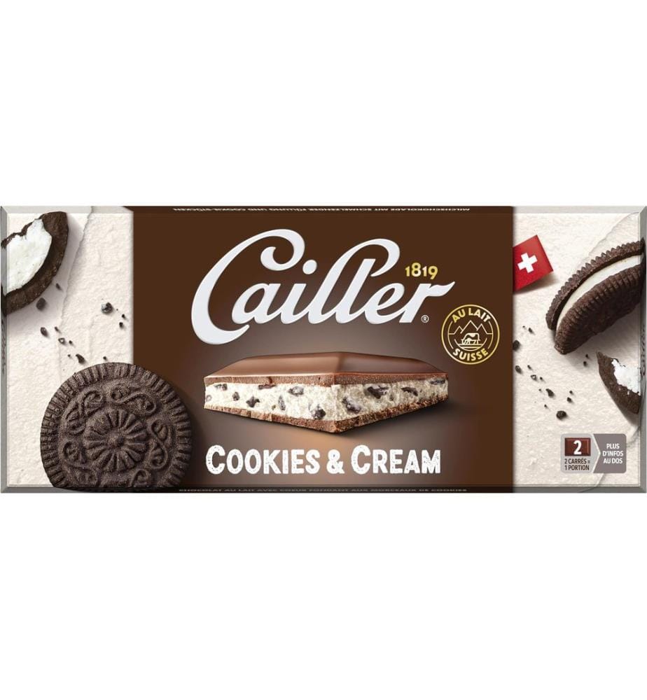 CAILLER - Chocolat Tablette Filled Cookie Cream 96 g