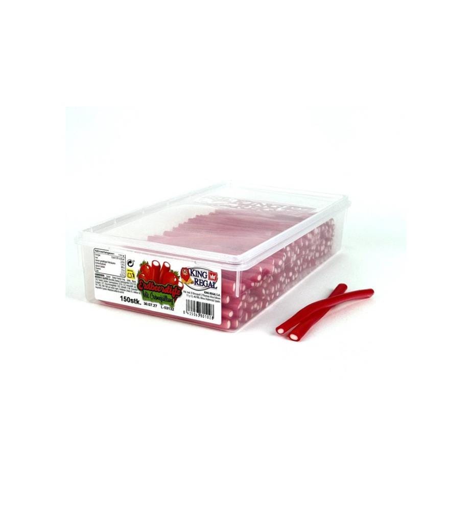 King Regal - Bonbons gommeux Bâtonnets de fraises fourrés à la crème 150 pièces