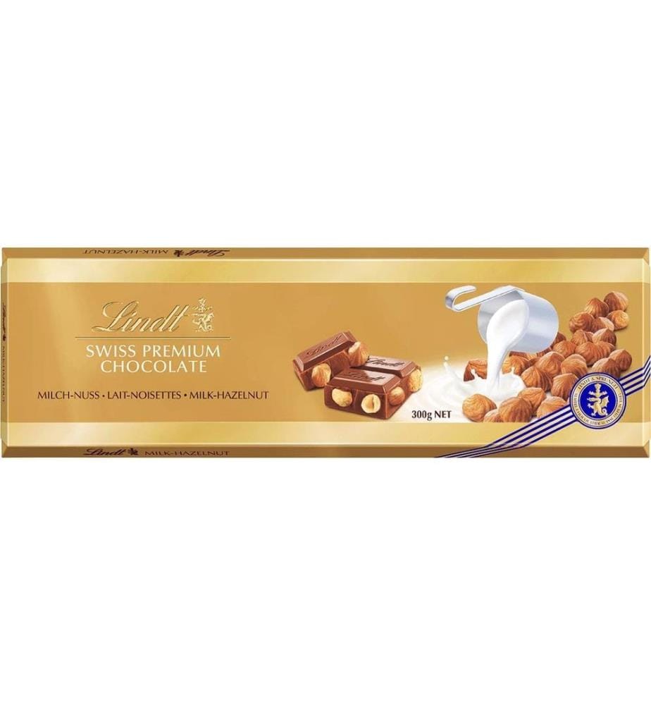 LINDT - Tablette de chocolat Lait Noix 300 g