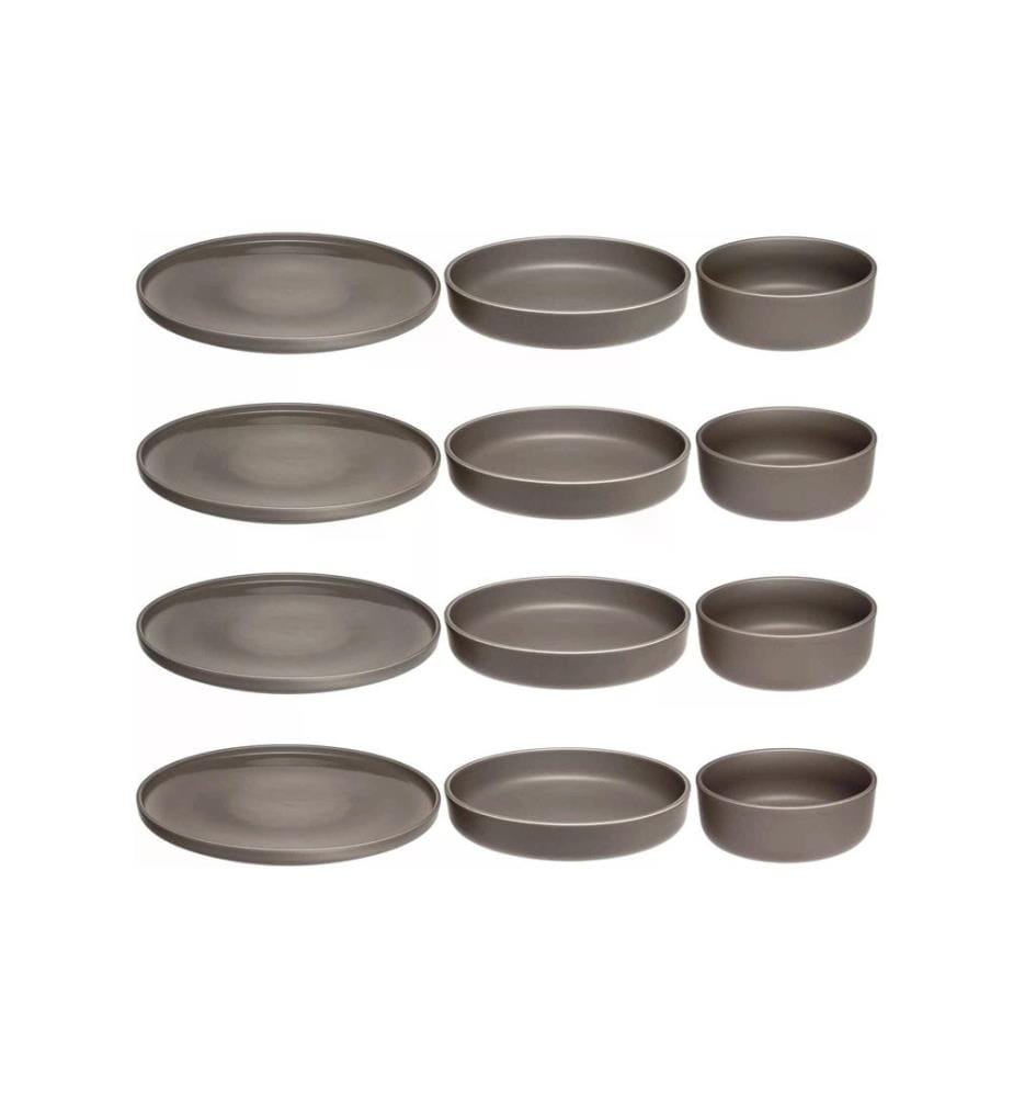 LEONARDO - Set dassiettes Roma 12 pièces, Taupe