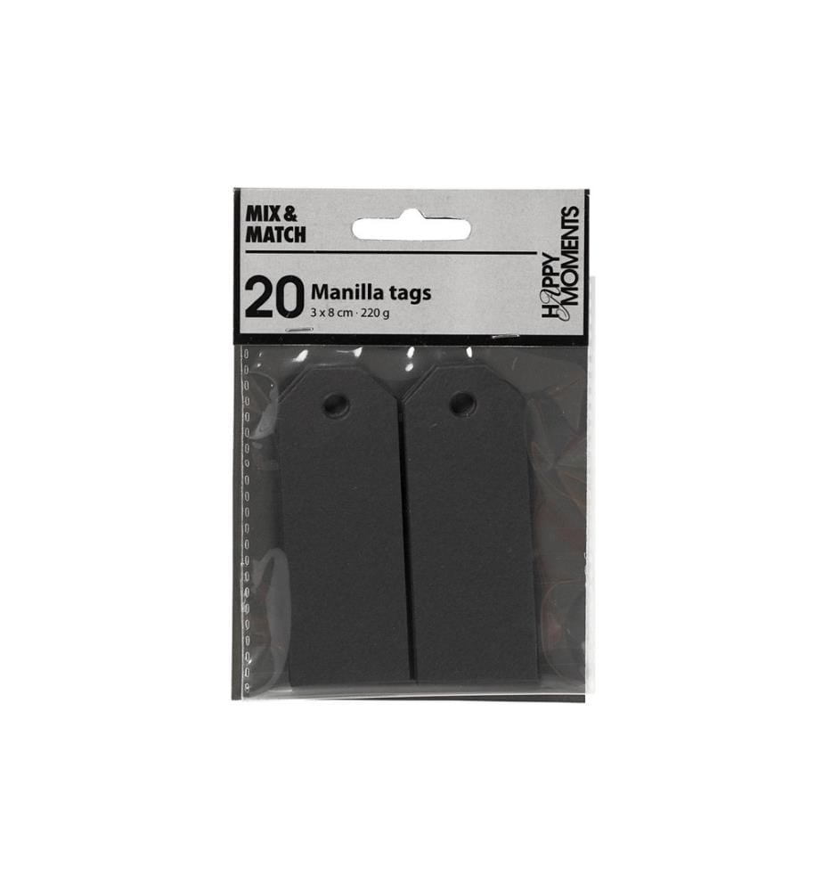 CREATIV COMPANY - Étiquette pour cadeau Manila Tags, 3 x 8 cm, 20 pièces, noir