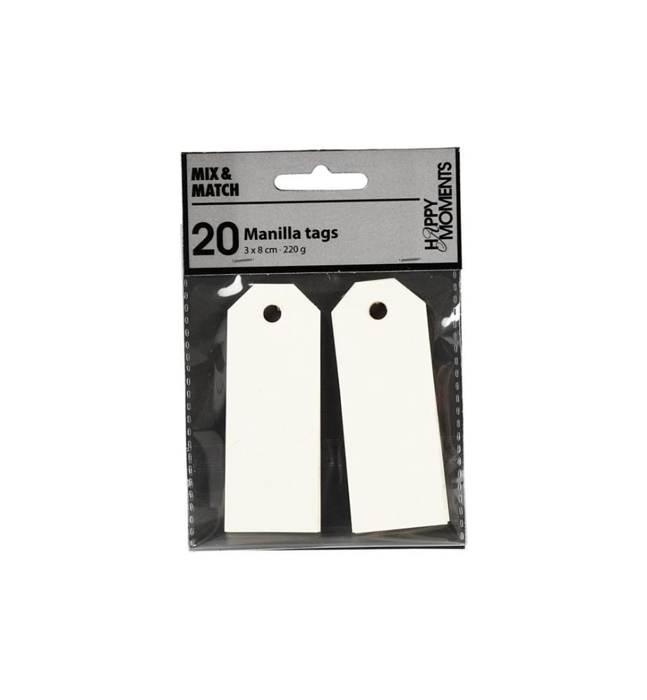 CREATIV COMPANY - Étiquette pour cadeau Manila Tags, 3 x 8 cm, 20 pièces, blanc naturel
