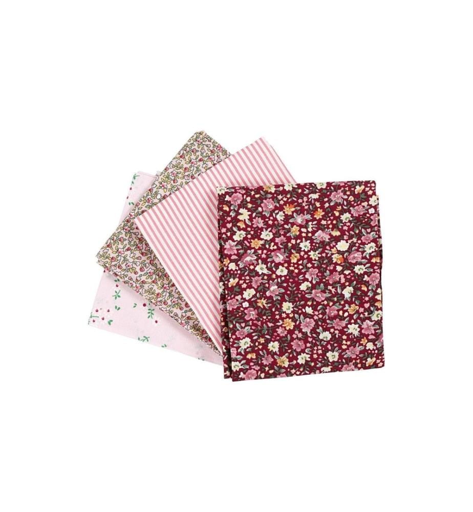 CREATIV COMPANY - Tissu Farbric 4 pièces 55 cm x 45 cm, Rose/Rouge