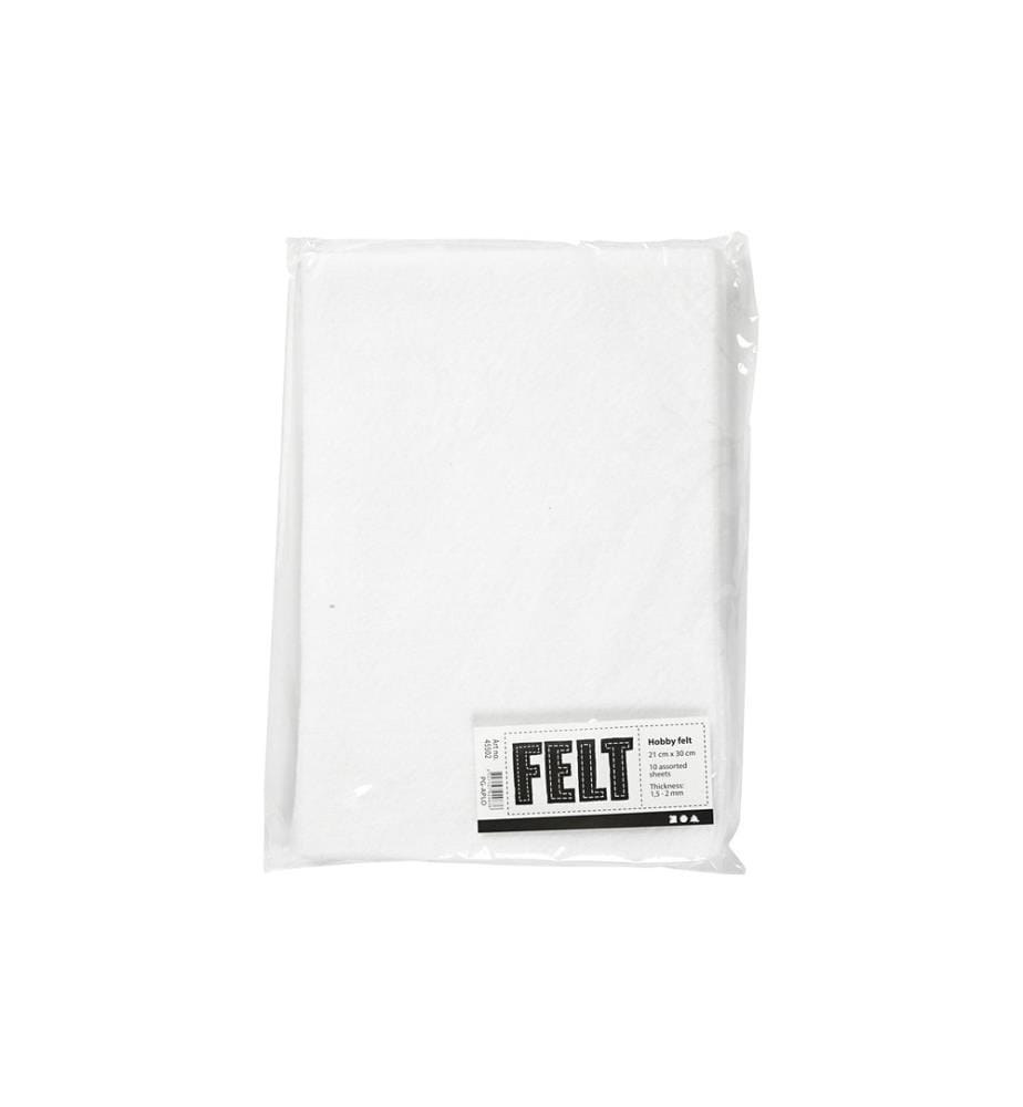 CREATIV COMPANY - Feutre de bricolage 1.5 - 2 mm, A4, 10 feuilles, Blanc