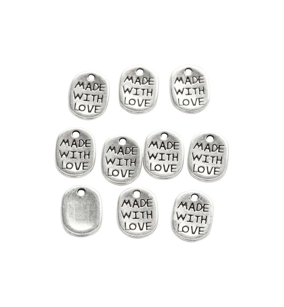 CREATIV COMPANY - Remorque MADE WITH LOVE 12 mm, argenté, 10 pcs.