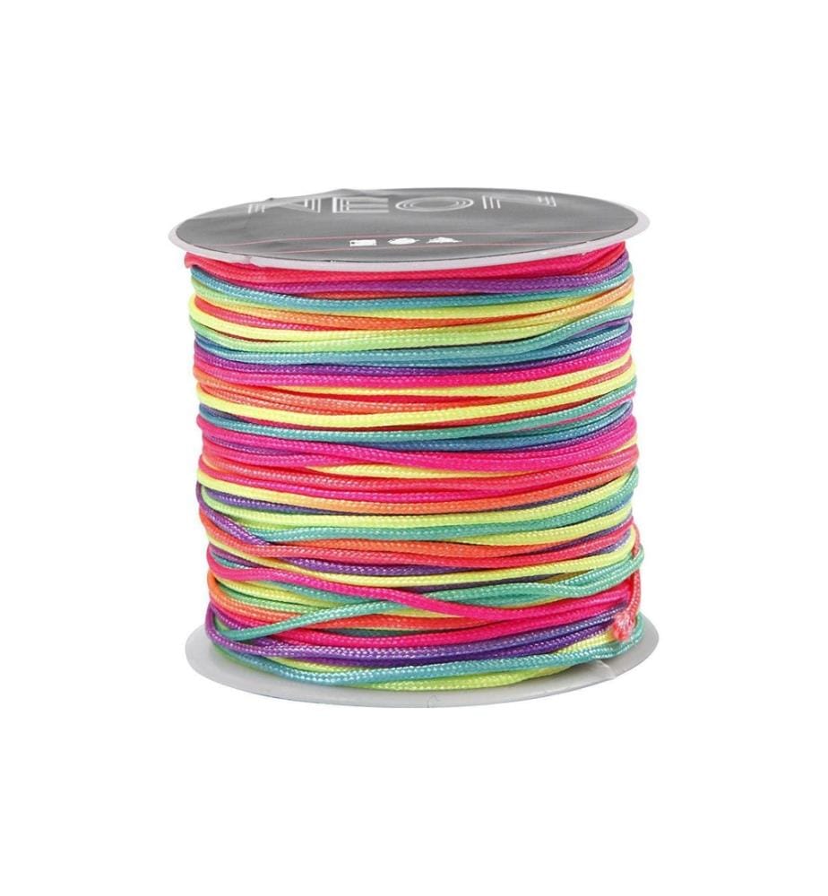 CREATIV COMPANY - Bande en macramé 1 mm, néon multi, 28 m