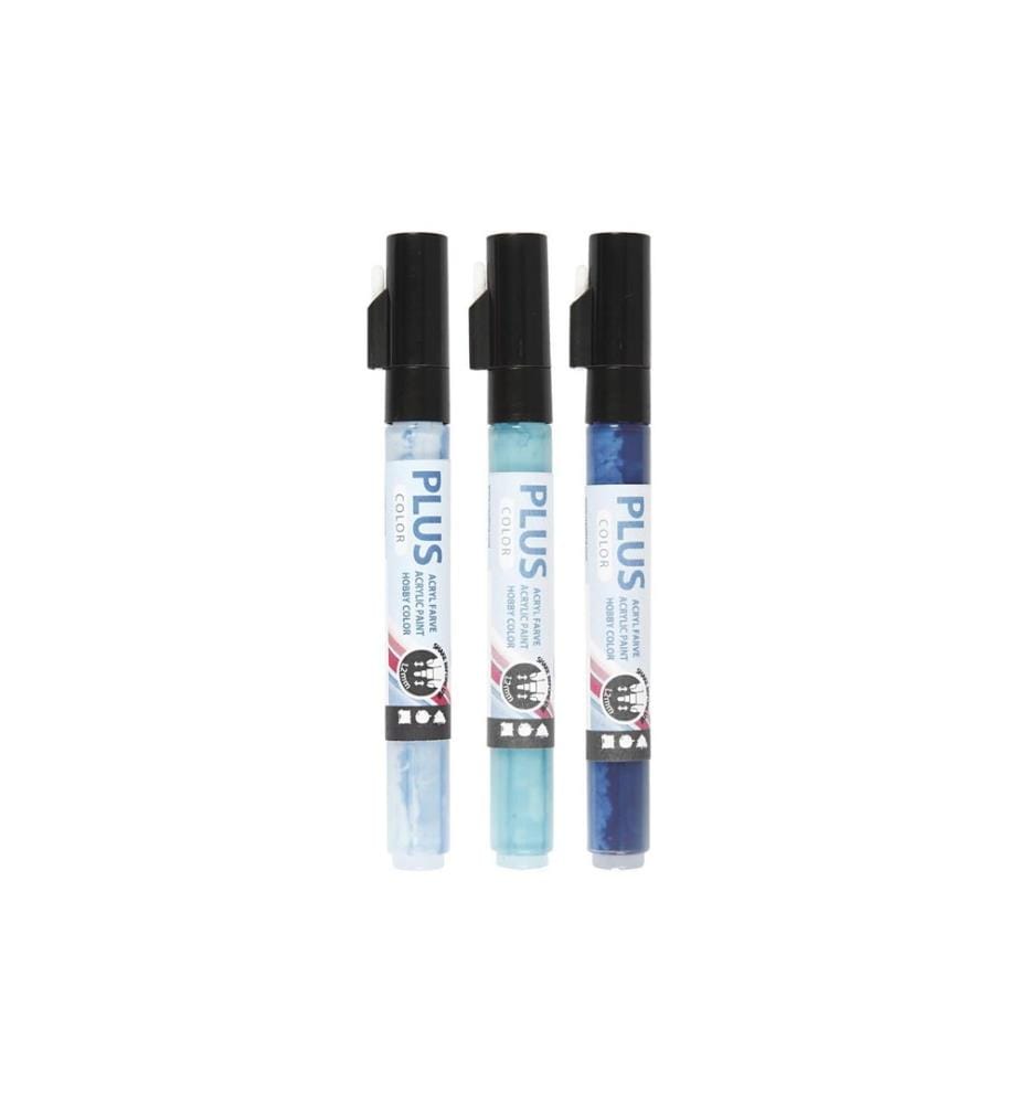 CREATIV COMPANY - Marqueur acrylique Plus Color Ensemble de 3, teintes bleues