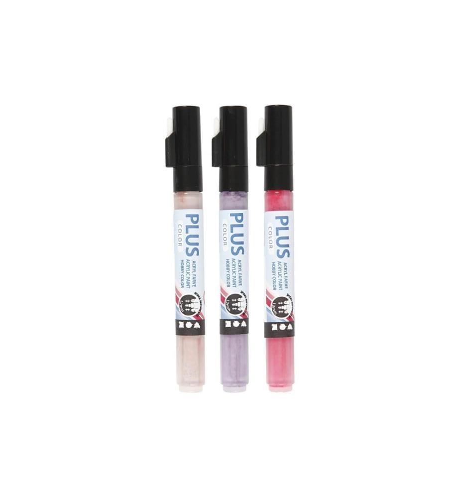 CREATIV COMPANY - Marqueur acrylique Plus Color Ensemble de 3, tons roses