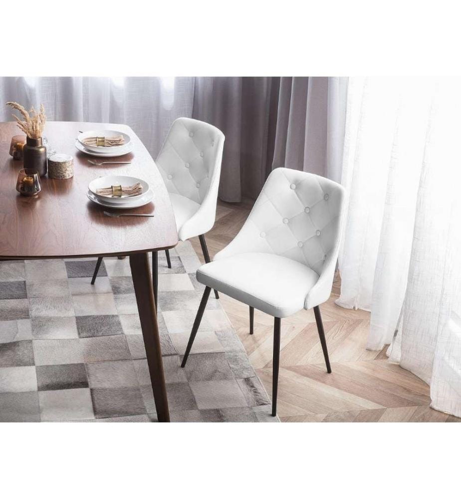 Lot de 2 chaises de salle à manger VALERIE Cuir PU Blanc