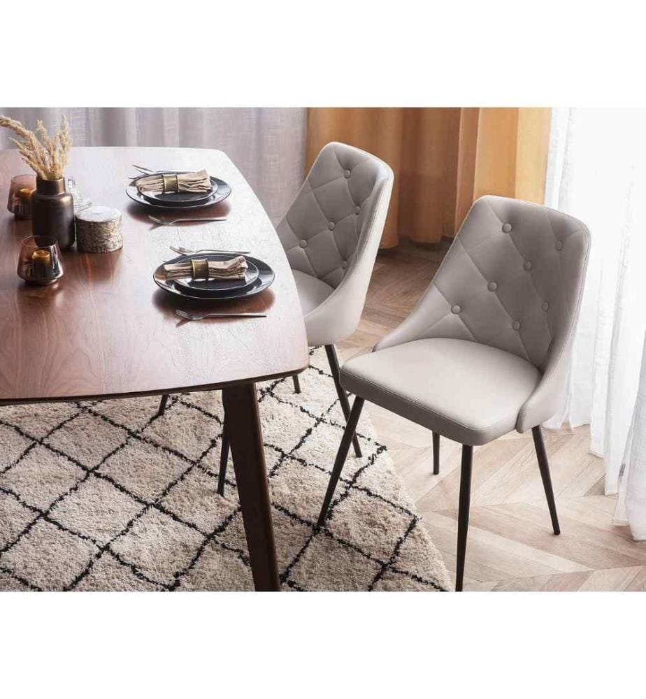 Lot de 2 chaises de salle à manger VALERIE Cuir PU Gris clair