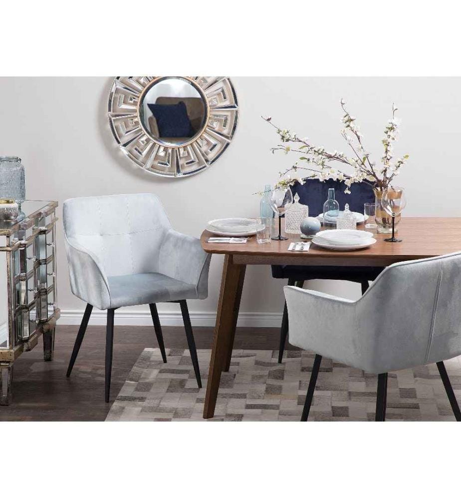 Lot de 2 chaises de salle à manger JASMIN Velours Gris clair