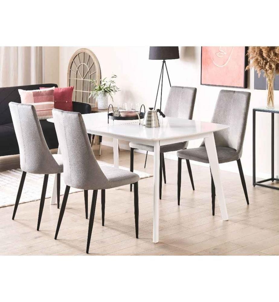 Lot 2 Chaises Dossier Haut Rembourrées en Mousse et Tapissées en Velours Gris Design Rétro Élégant pour Salle à Manger Glamour