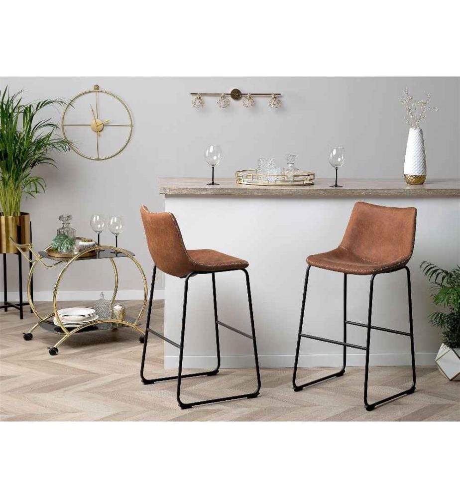 Lot de 2 chaises de bar FRANKS Marron doré