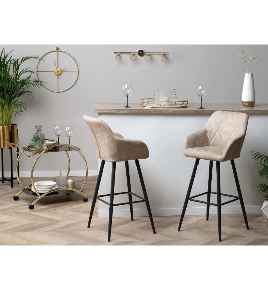 Lot de 2 chaises de bar DARIEN Beige