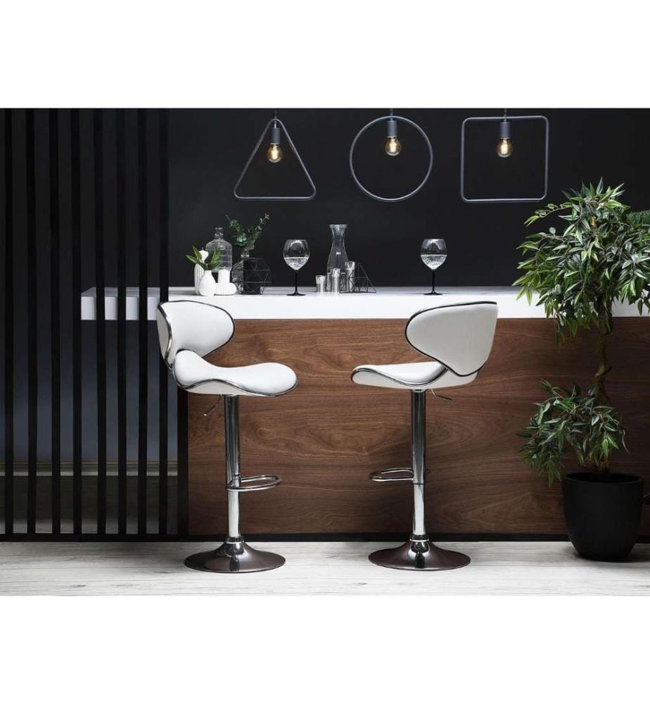 Lot de 2 chaises de bar CONWAY Cuir PU Blanc