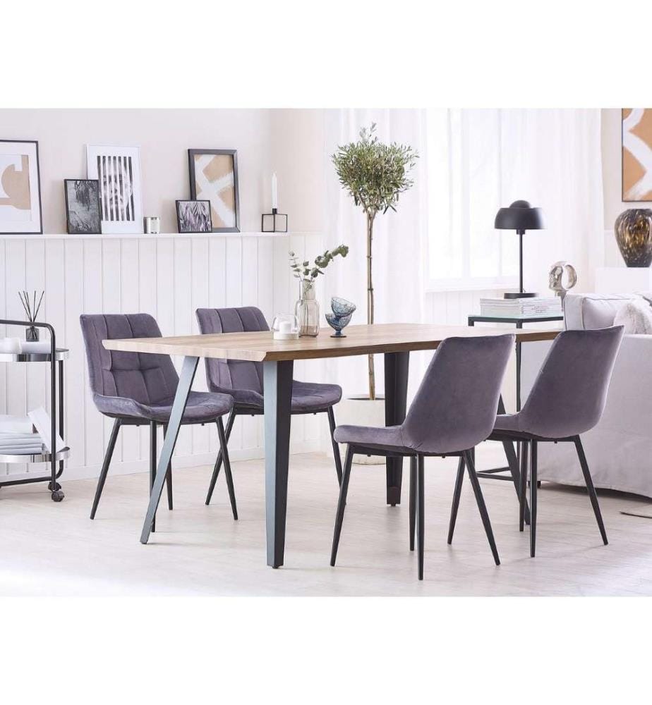 Lot de 2 chaises de salle à manger MELROSE Velours Gris clair