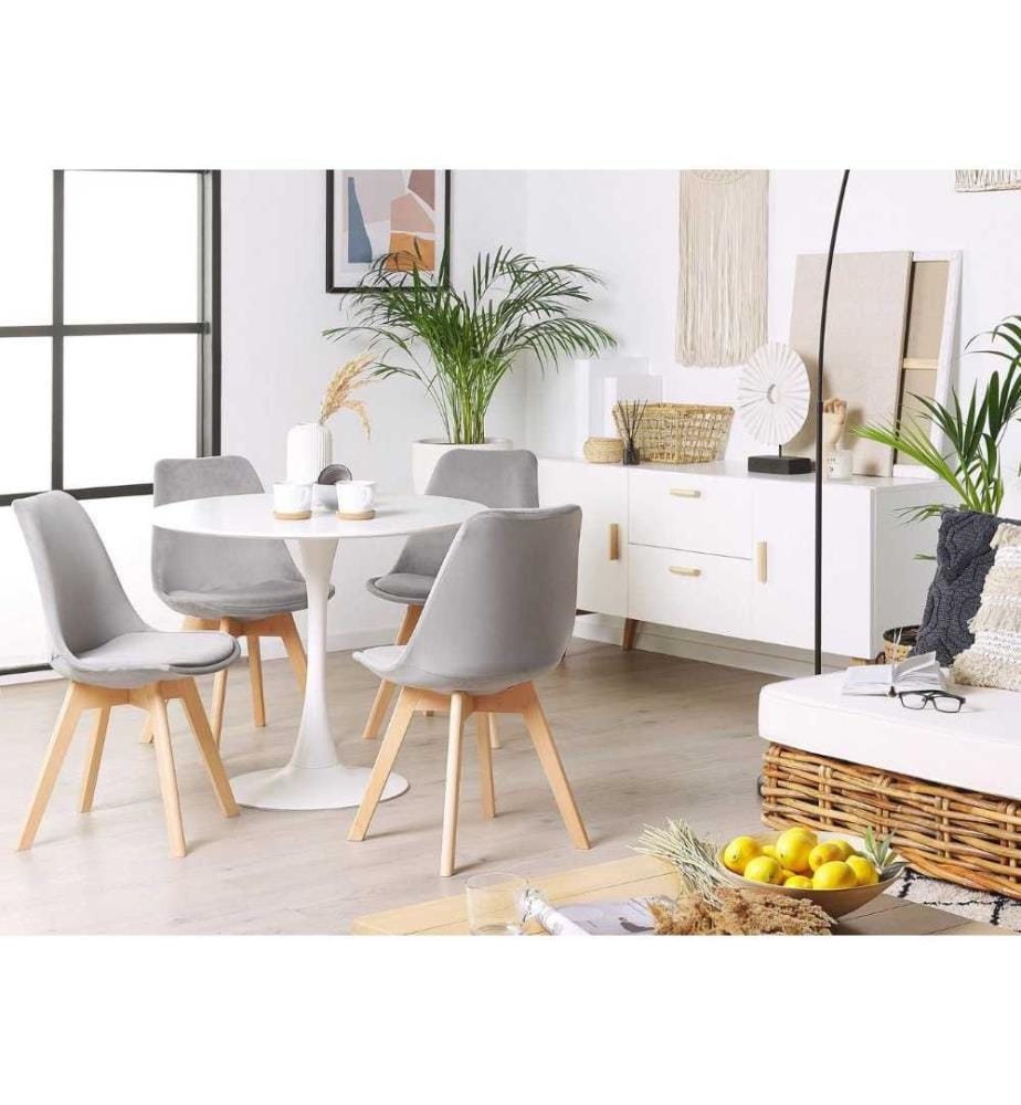 Lot 2 Chaises Scandinaves Assise en Velours Gris avec Pieds en Bois Design Tendance pour Salle à Manger au Style Nordique et Minimaliste