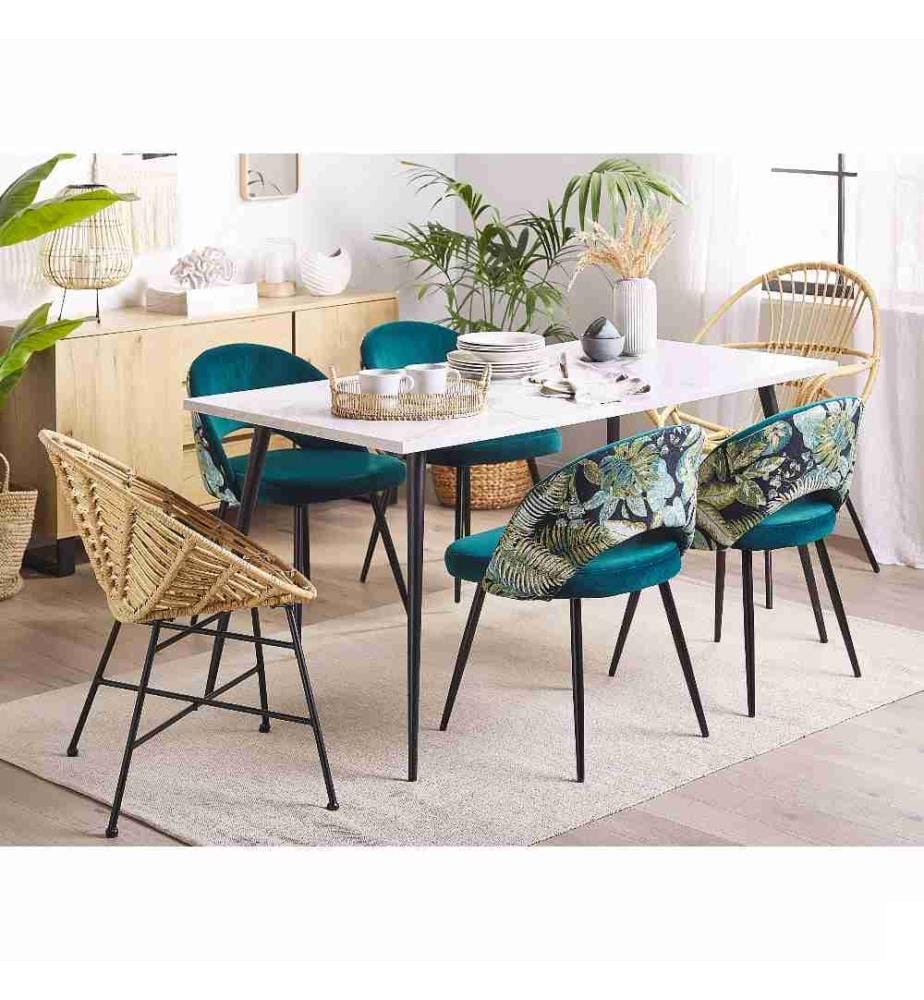 Lot de 2 chaises de salle à manger VIVIAN Velours Bleu azur