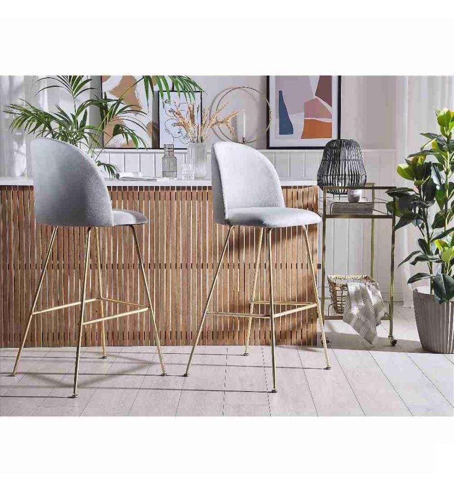 Lot de 2 chaises de bar ARCOLA Velours Gris clair