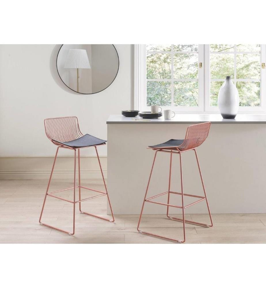 Lot de 2 chaises de bar FREDONIA Métal Rose doré