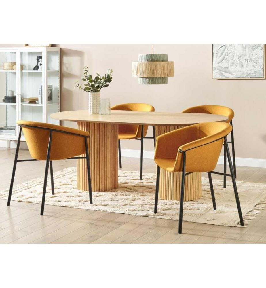 Lot de 2 chaises de salle à manger AMES Tissu Orange
