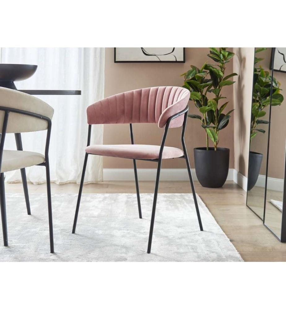 Lot de 2 chaises de salle à manger MARIPOSA Velours Rose