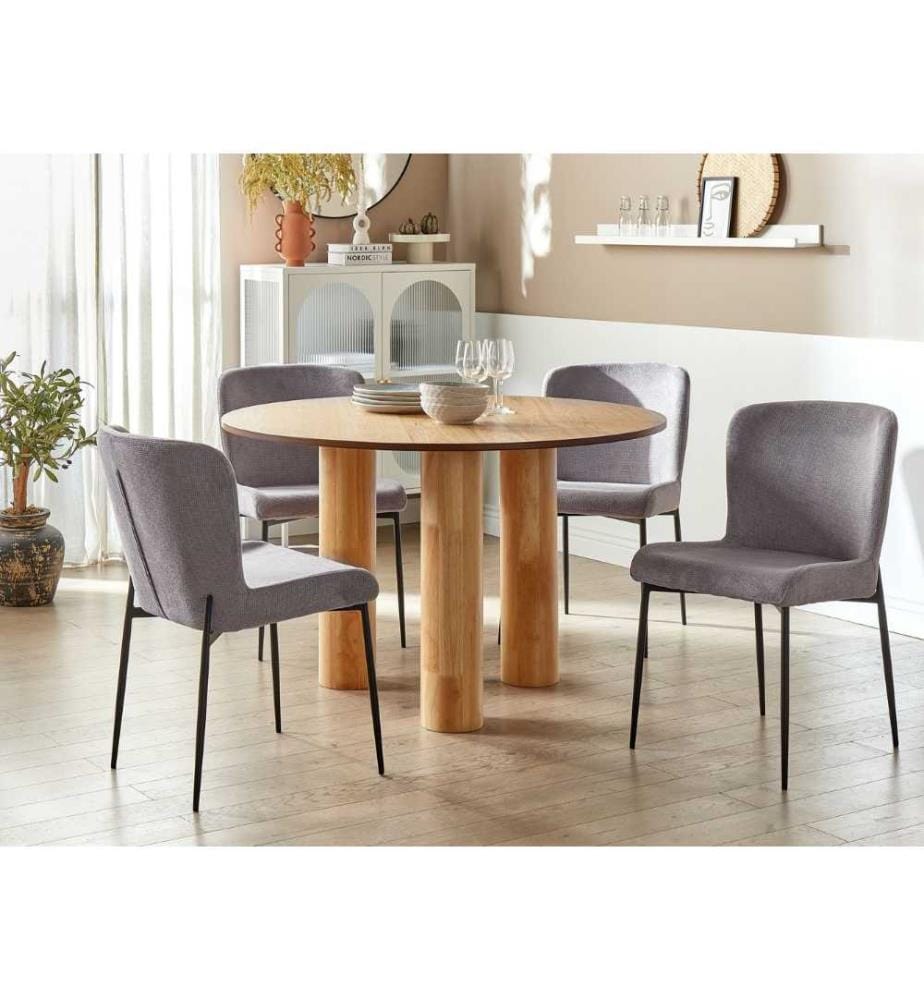 Lot de 2 chaises de salle à manger ADA Tissu Gris foncé